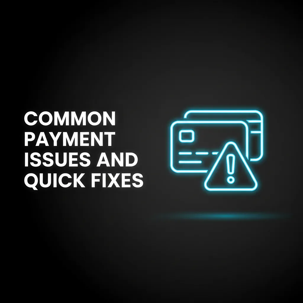 Infographic of common payment issues for UK players and quick fixes: card decline, 3DS fail, crypto network, minimums, KYC.