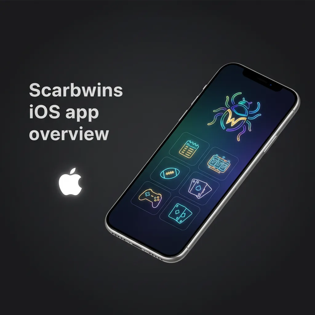 Scarabwins iOS app overview: iPhone and iPad support, mirrors website, iOS 12+, 100 MB, quick install, log in, bet.