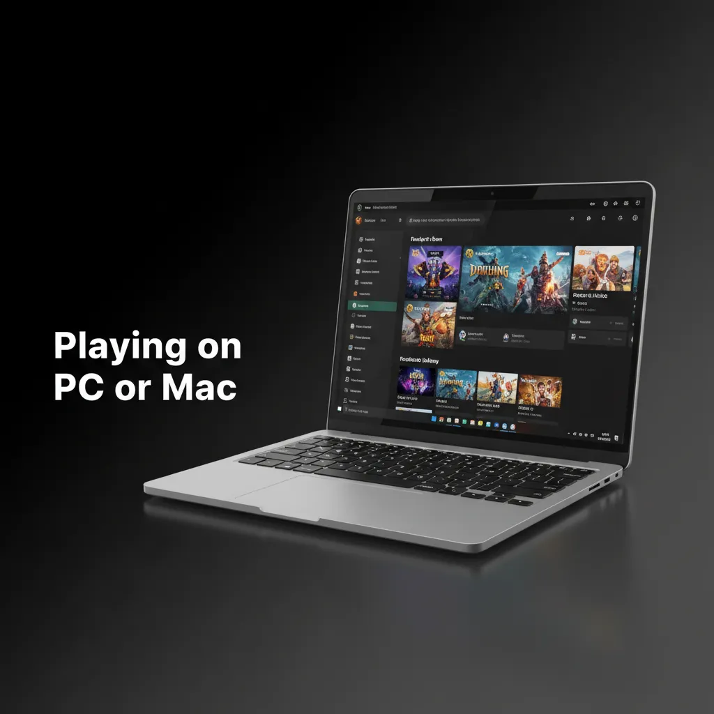 PC and Mac playing via web browser; full lobby, live casino, and sportsbook on Chrome, Safari, Edge, or Firefox—no download.