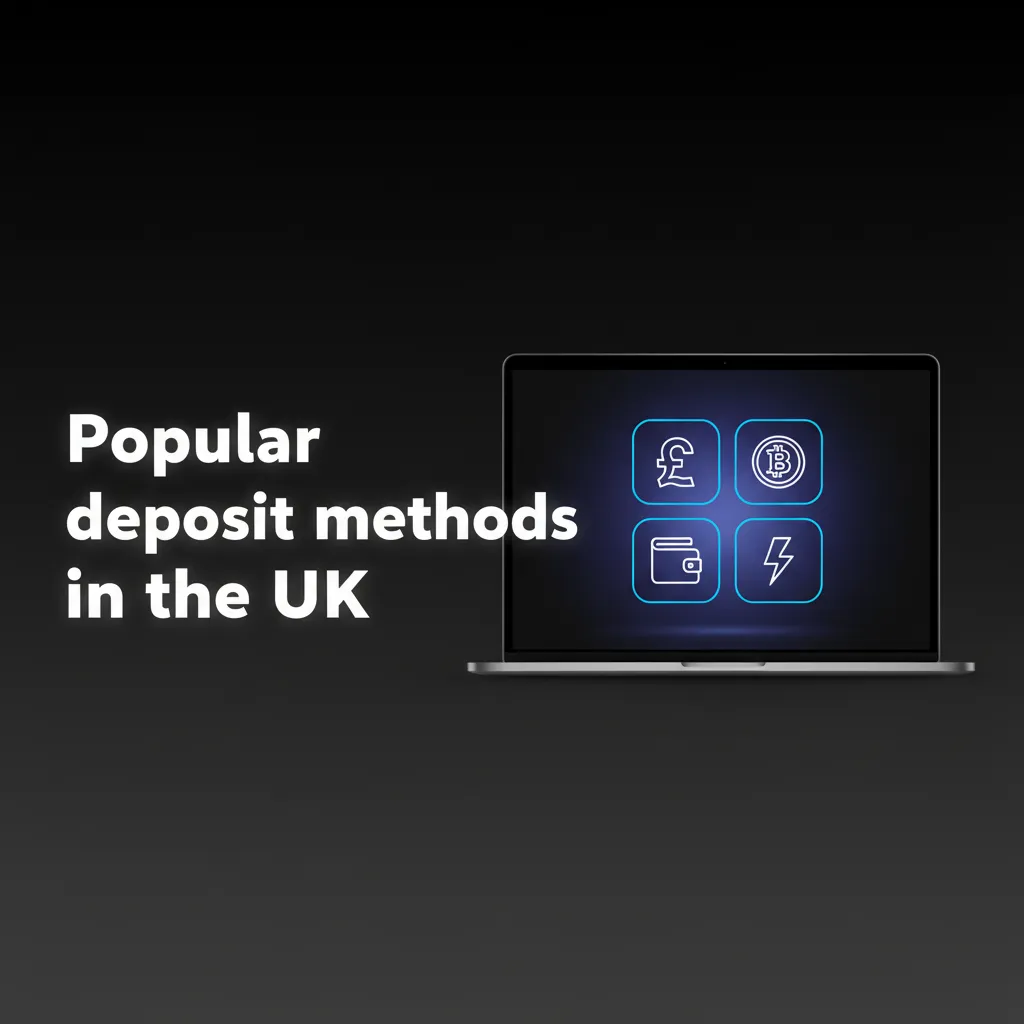 UK deposit methods infographic: Visa Debit, Mastercard Debit, USDT (ERC20) stablecoin, and prepaid Visa/Mastercard cards.